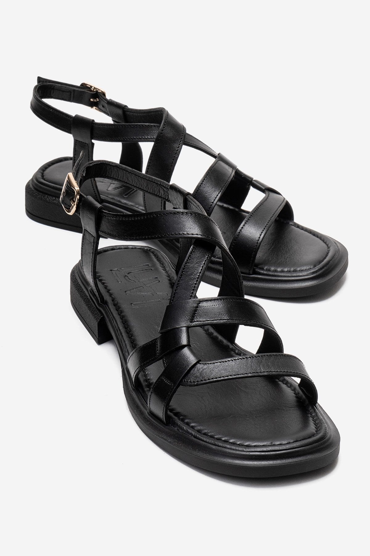 LAVEDA - Black Genuine Leather Sandal (Women)