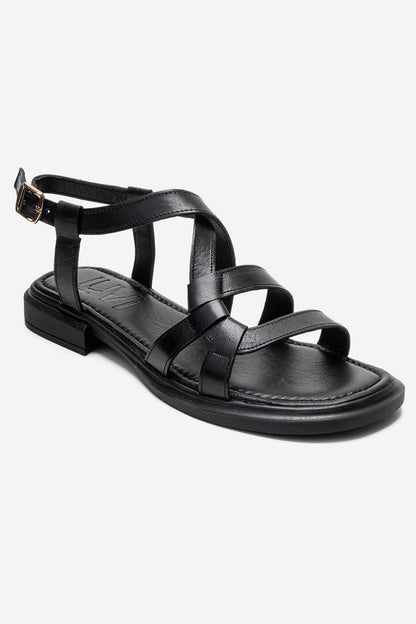 LAVEDA - Black Genuine Leather Sandal (Women)
