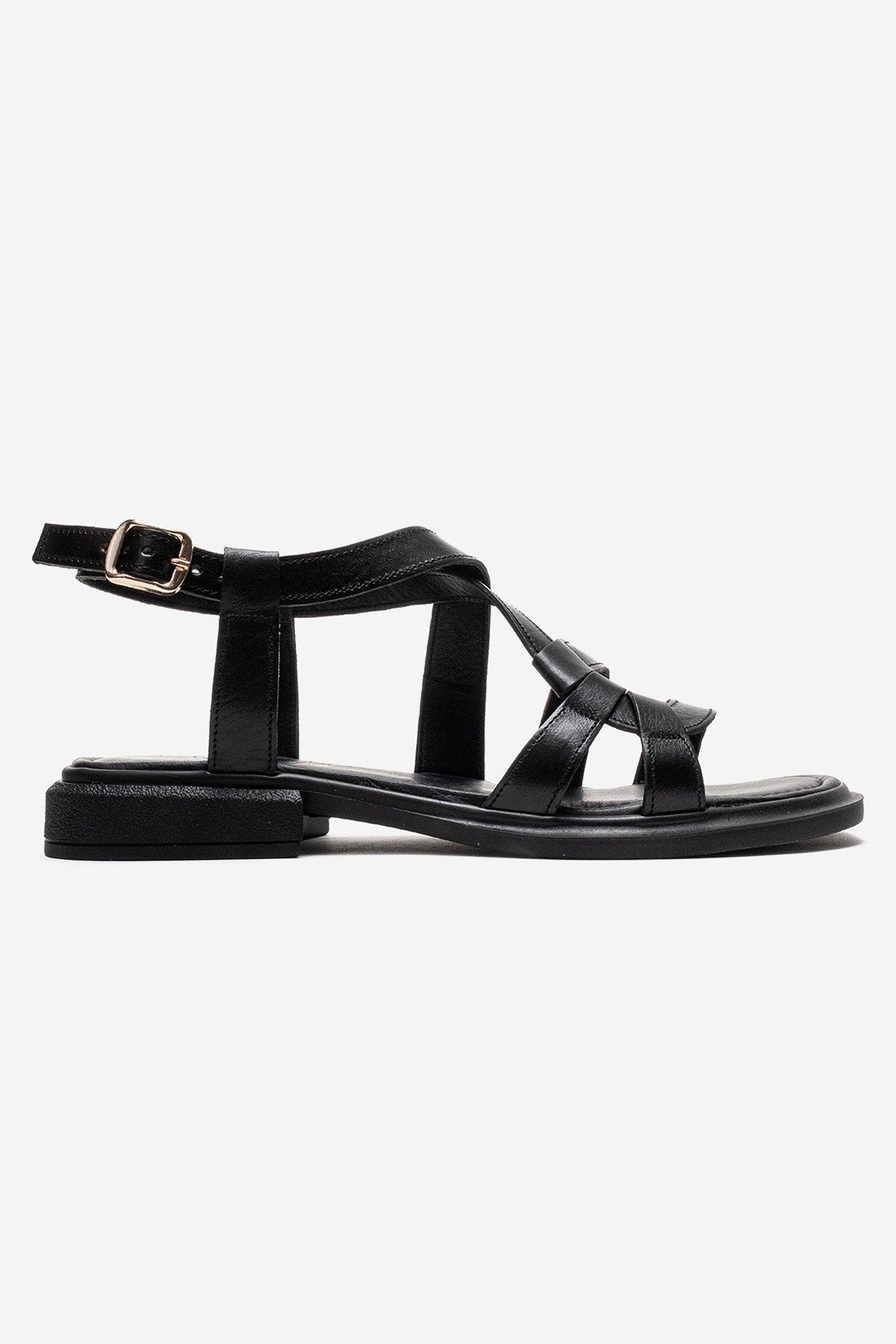 LAVEDA - Black Genuine Leather Sandal (Women)