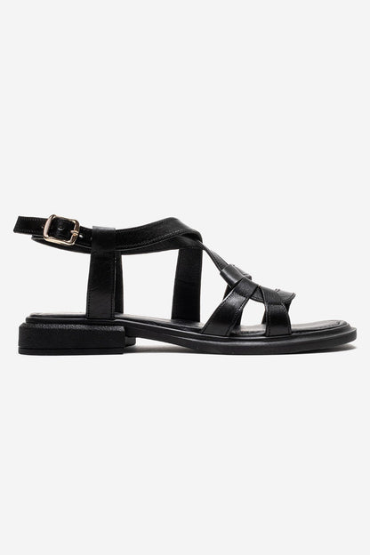 LAVEDA - Black Genuine Leather Sandal (Women)