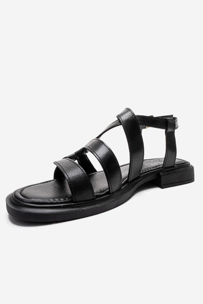 LAVEDA - Black Genuine Leather Sandal (Women)