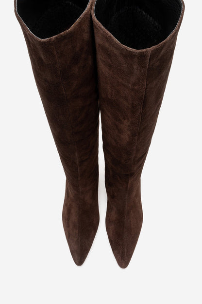 CORVEL - Bota de tacón de aguja hasta la rodilla de cuero genuino color coñac (mujer)
