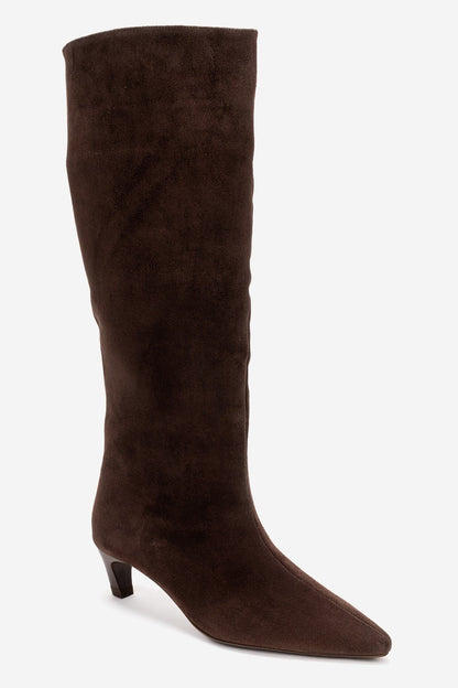 CORVEL - Bota de tacón de aguja hasta la rodilla de cuero genuino color coñac (mujer)