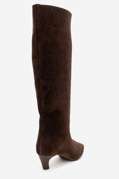 CORVEL - Bota de tacón de aguja hasta la rodilla de cuero genuino color coñac (mujer)