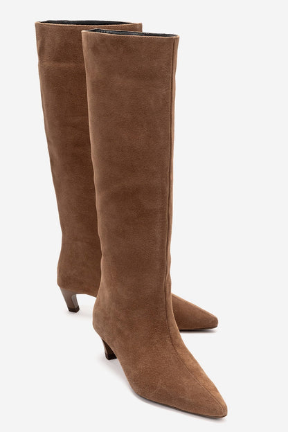 CORVEL - Taupe Genuine Leather Stiletto Heel Knee-High Boot (Women)