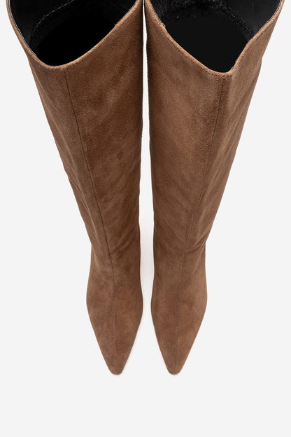 CORVEL - Taupe Genuine Leather Stiletto Heel Knee-High Boot (Women)