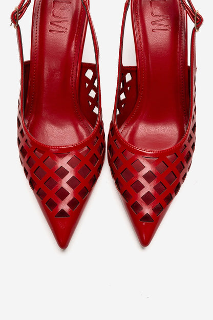 JEVER - Red Laser-Cut Slingback Stiletto Pump (Women)