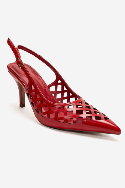 JEVER - Red Laser-Cut Slingback Stiletto Pump (Women)