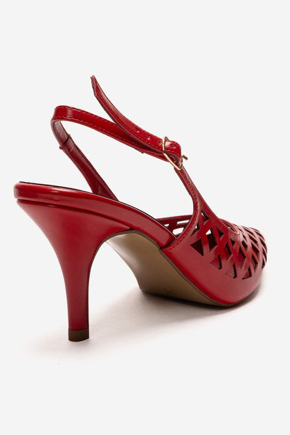 JEVER - Red Laser-Cut Slingback Stiletto Pump (Women)