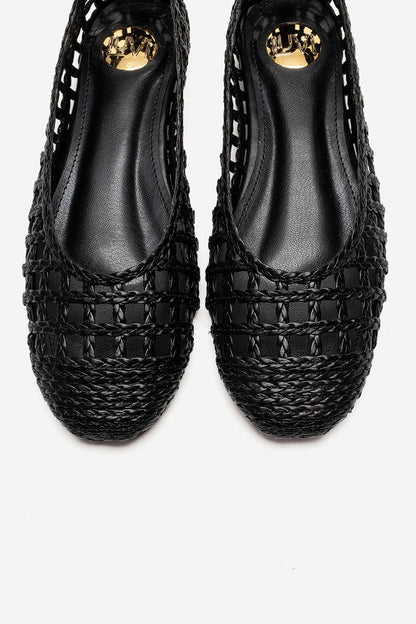 ELVARIS - Black Woven Ballet Flat (Women)