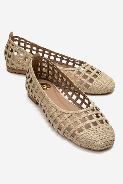 ELVARIS - Beige Woven Ballet Flat (Women)