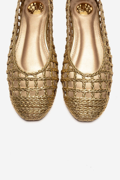 ELVARIS - Gold Woven Ballet Flat (Women)