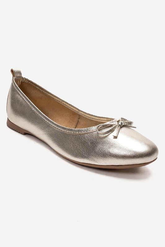 01 - Silver Genuine Leather Ballet Flat (Women)