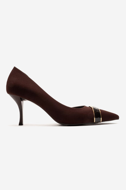 Kendra - Genuine Leather Brown Stiletto Heel (Women)