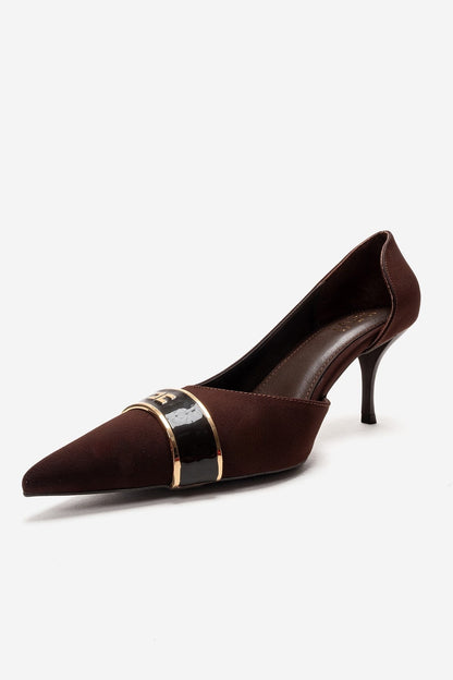 Kendra - Genuine Leather Brown Stiletto Heel (Women)