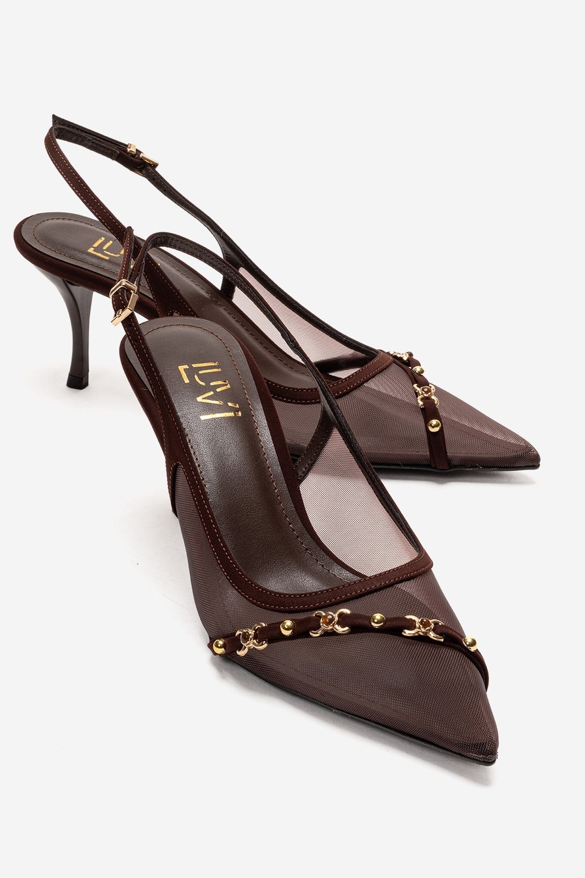 Lioren - Genuine Leather Brown Stiletto Heel (Women)