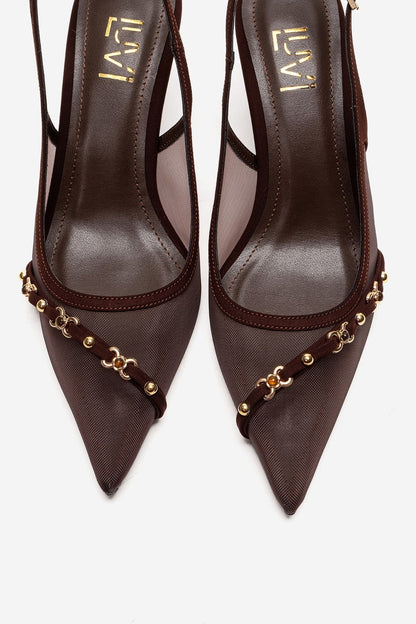 Lioren - Genuine Leather Brown Stiletto Heel (Women)