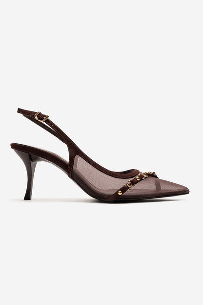 Lioren - Genuine Leather Brown Stiletto Heel (Women)