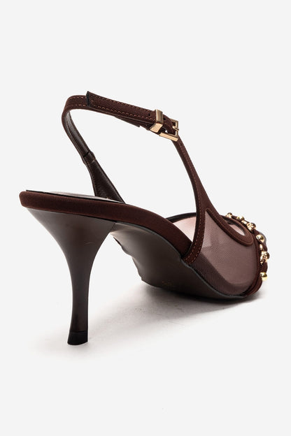 Lioren - Genuine Leather Brown Stiletto Heel (Women)