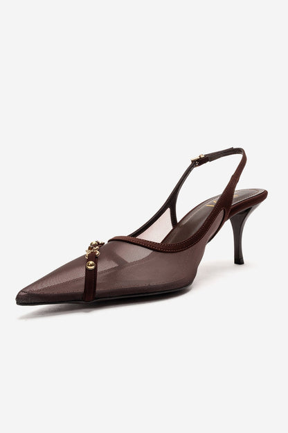 Lioren - Genuine Leather Brown Stiletto Heel (Women)
