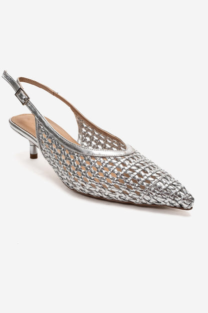 Orelis - Genuine Leather Silver Kitten Heel (Women)
