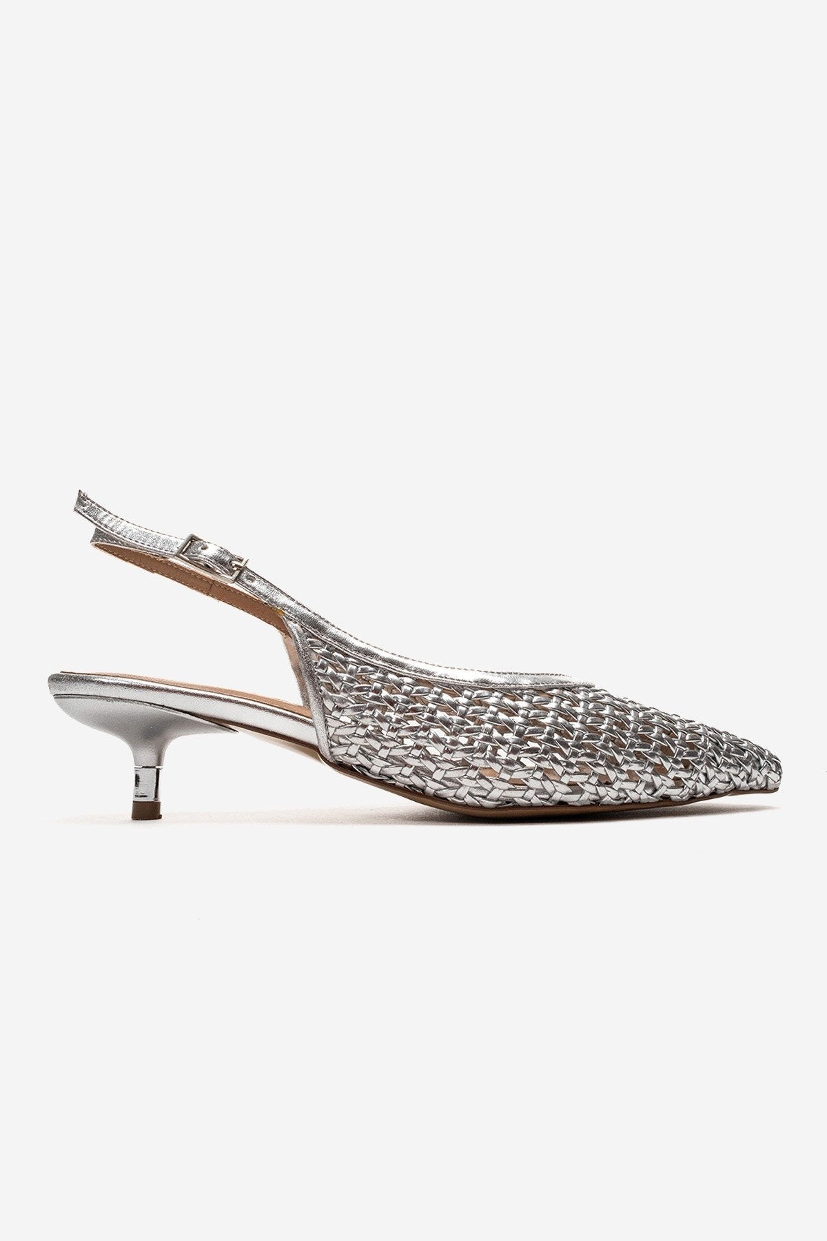 Orelis - Genuine Leather Silver Kitten Heel (Women)