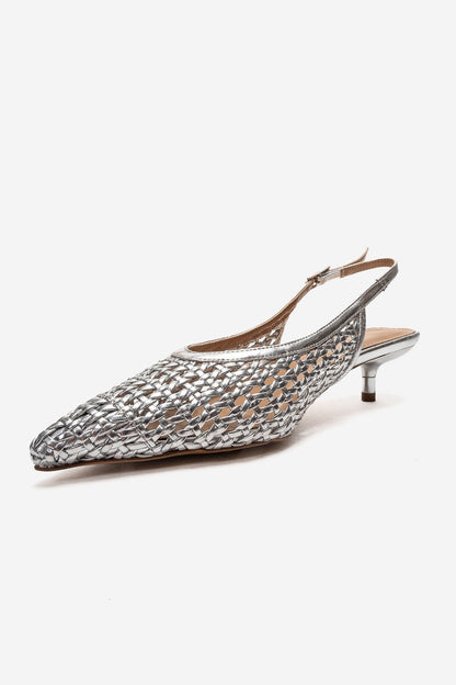 Orelis - Genuine Leather Silver Kitten Heel (Women)