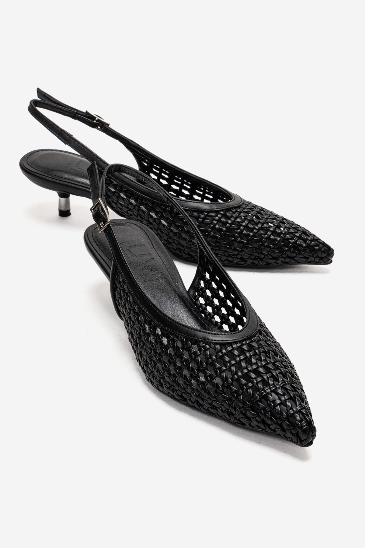 ORELIS - Black Woven Pattern Kitten Heel Shoe (Women)