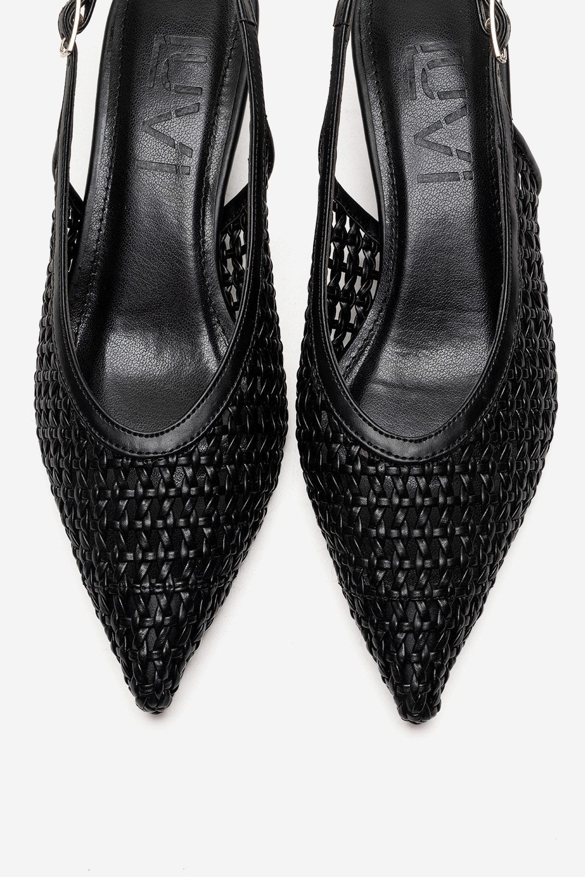 ORELIS - Black Woven Pattern Kitten Heel Shoe (Women)