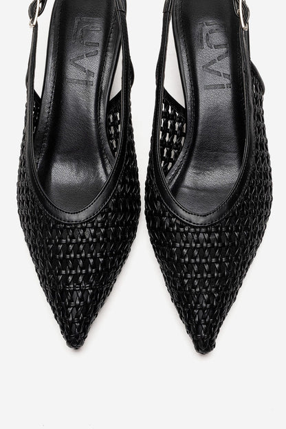 ORELIS - Black Woven Pattern Kitten Heel Shoe (Women)