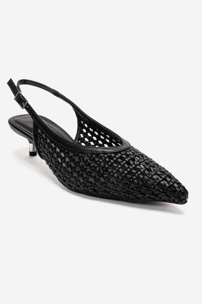 ORELIS - Black Woven Pattern Kitten Heel Shoe (Women)