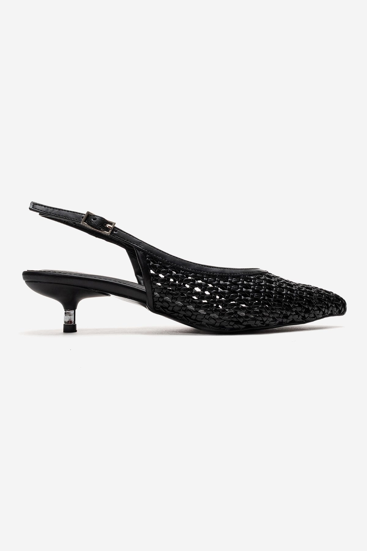 ORELIS - Black Woven Pattern Kitten Heel Shoe (Women)