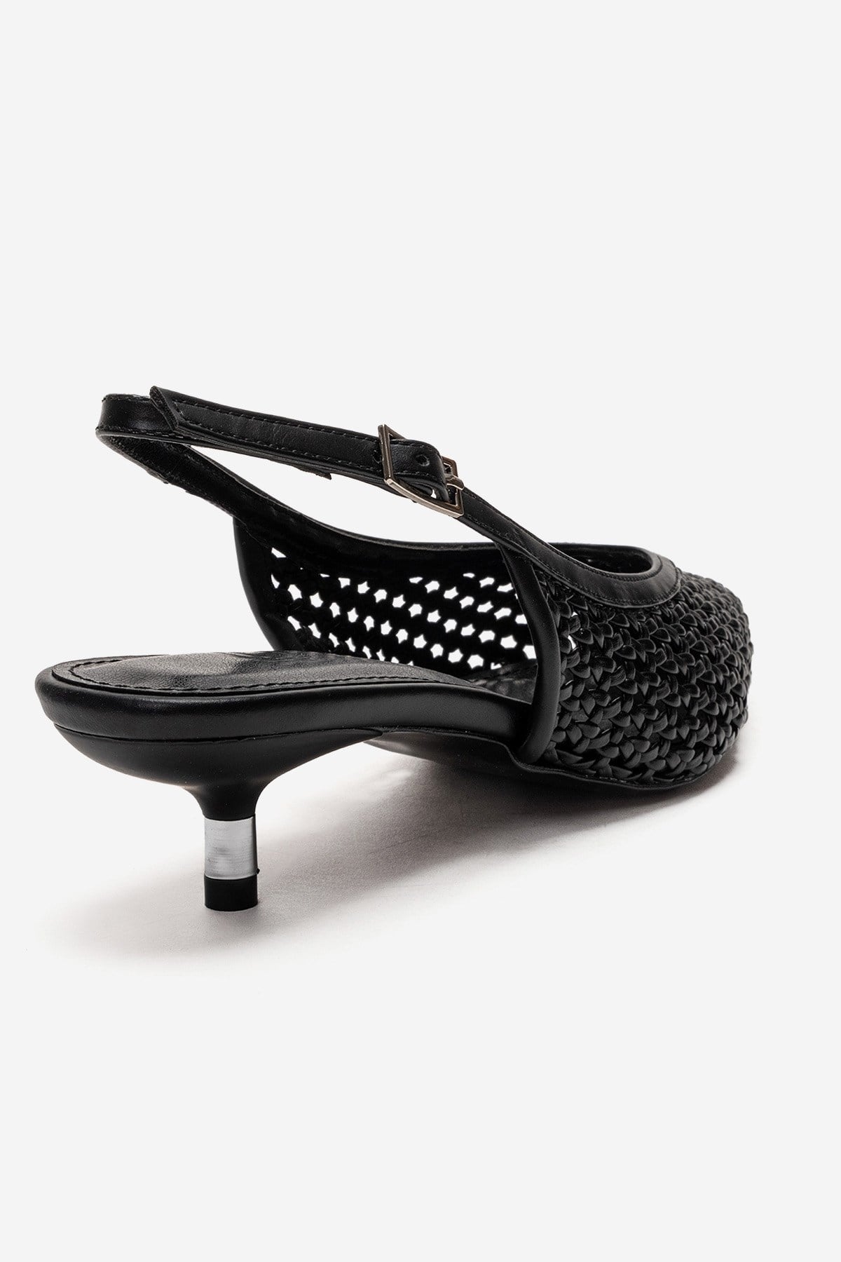 ORELIS - Black Woven Pattern Kitten Heel Shoe (Women)
