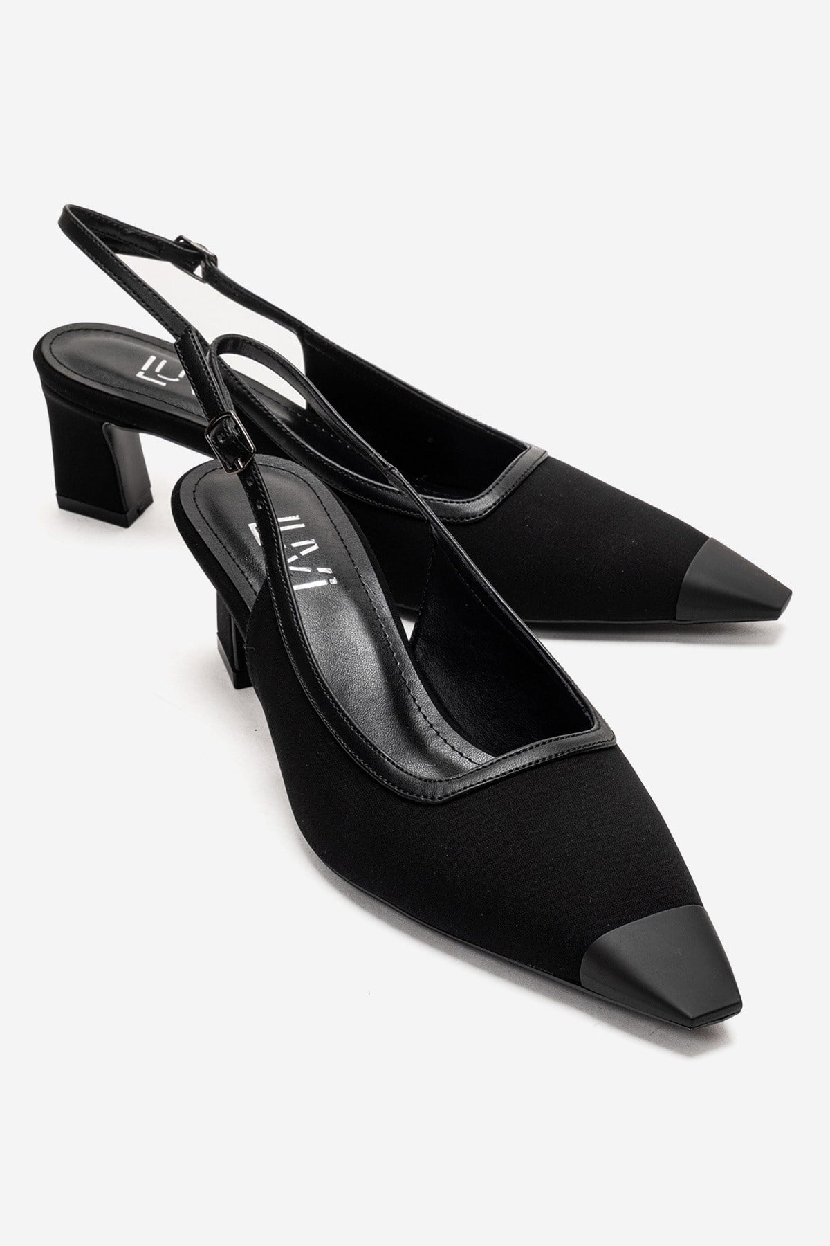 HILDA - Black Matte Cap Toe Block Heel Shoe (Women)