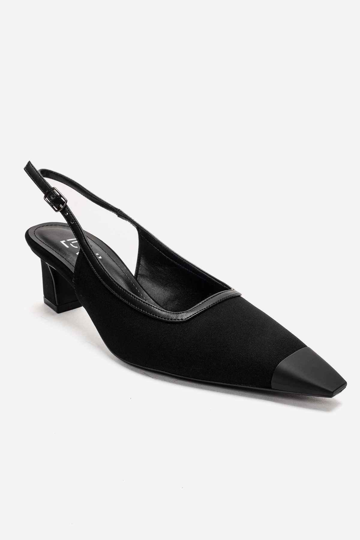 HILDA - Black Matte Cap Toe Block Heel Shoe (Women)