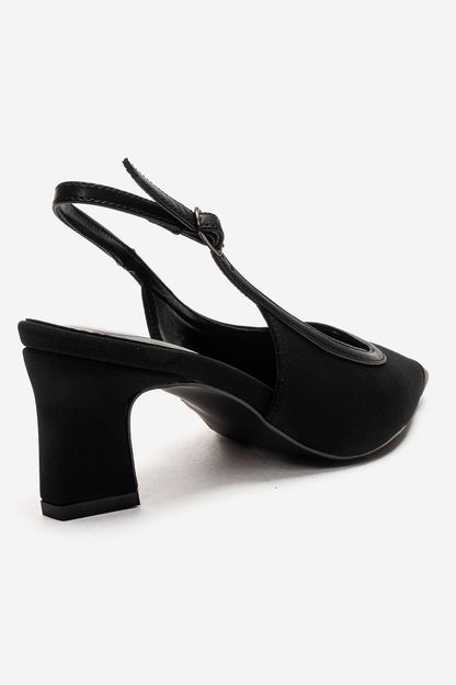 HILDA - Black Matte Cap Toe Block Heel Shoe (Women)
