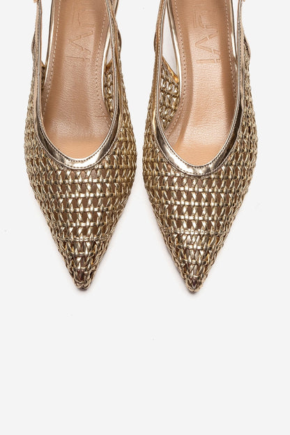 Orelis - Zapatos de tacón de gatito dorados (mujer)