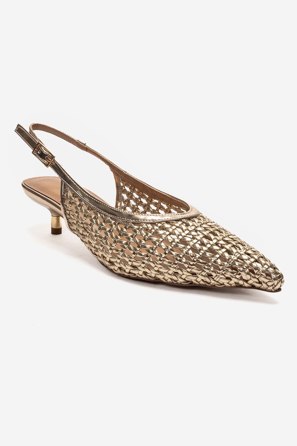 Orelis - Zapatos de tacón de gatito dorados (mujer)