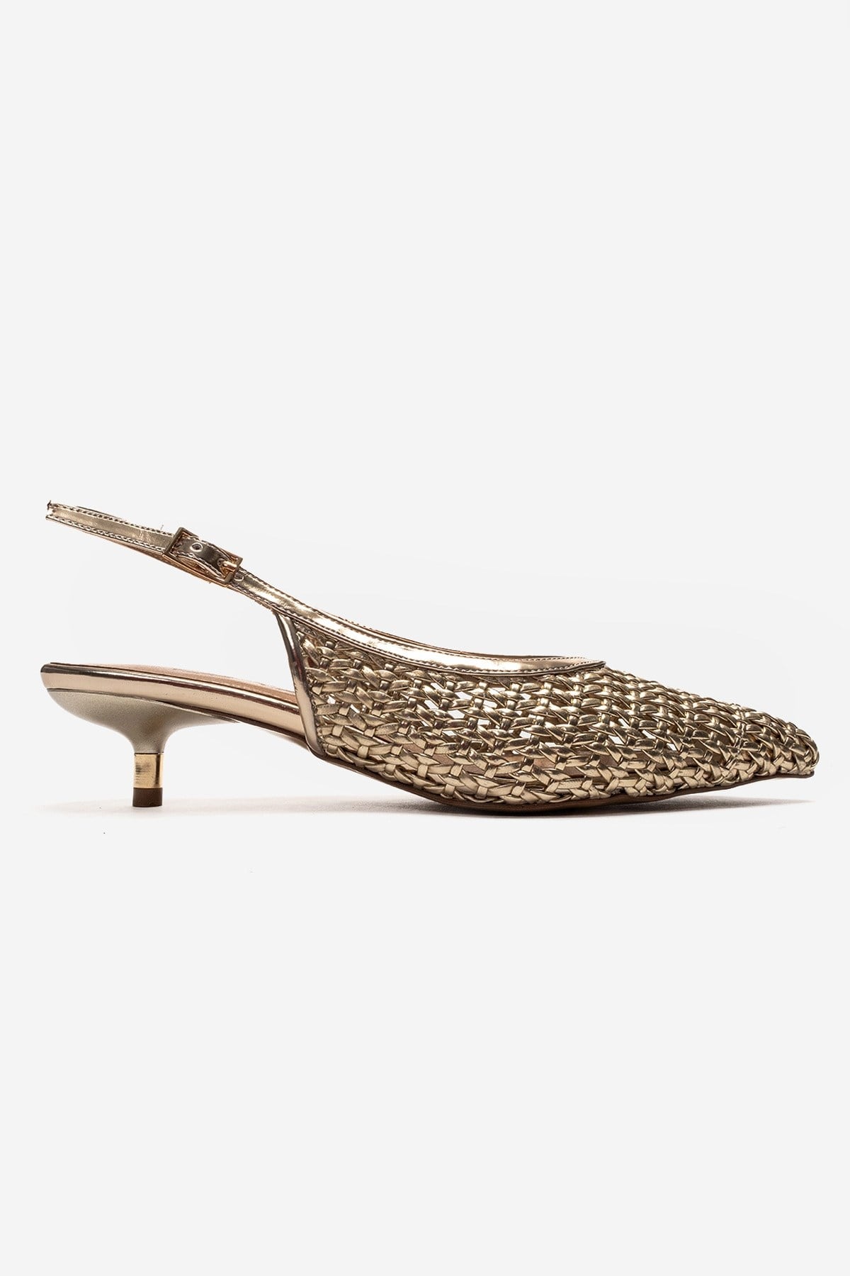Orelis - Zapatos de tacón de gatito dorados (mujer)