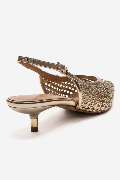 Orelis - Zapatos de tacón de gatito dorados (mujer)