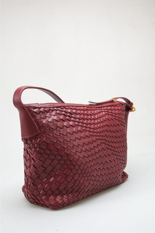Kira - Bolso de Hombro Tejido Rojo Oscuro (mujer)