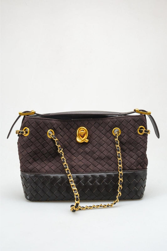 Aria - Bolso de hombro tejido marrón oscuro y negro (mujer)