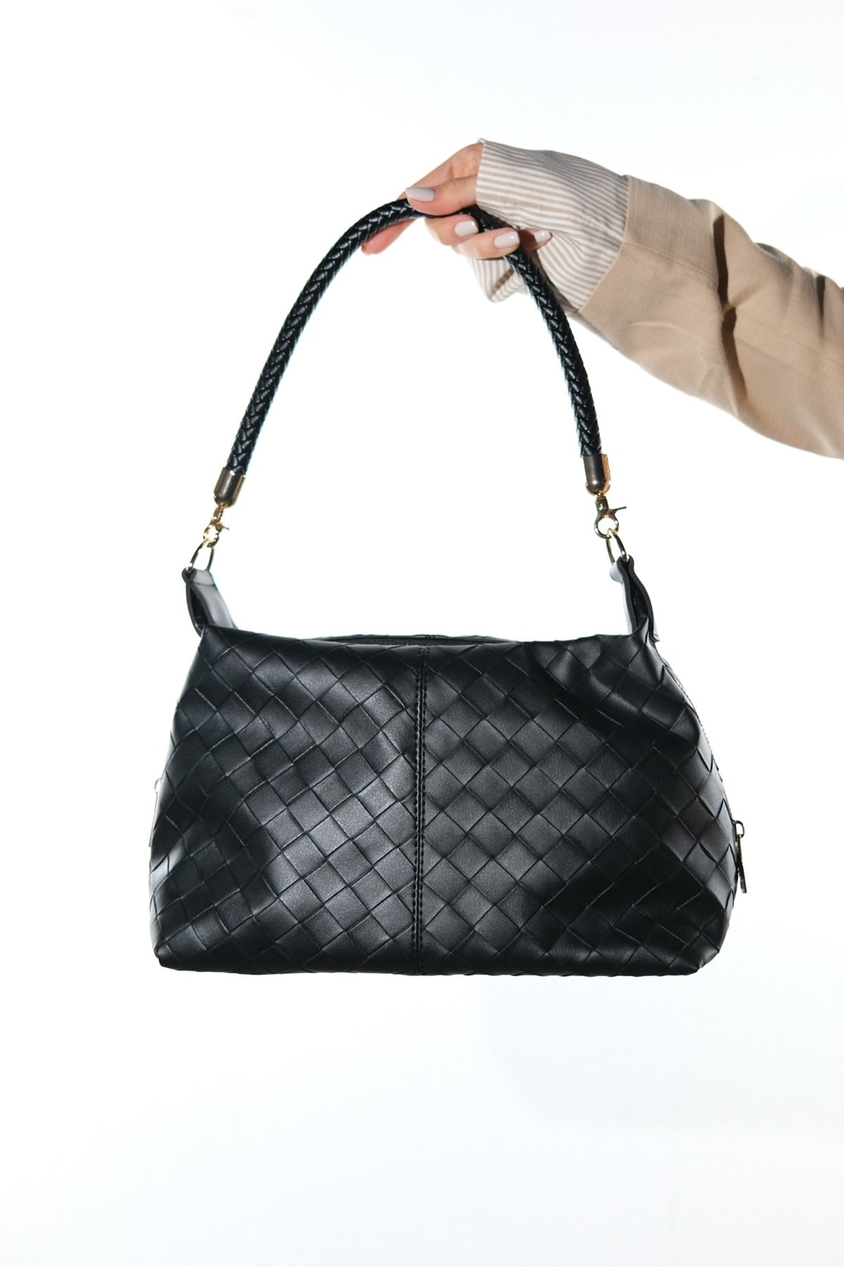 GIANNA - Black Genuine Leather Shoulder Bag (Women)