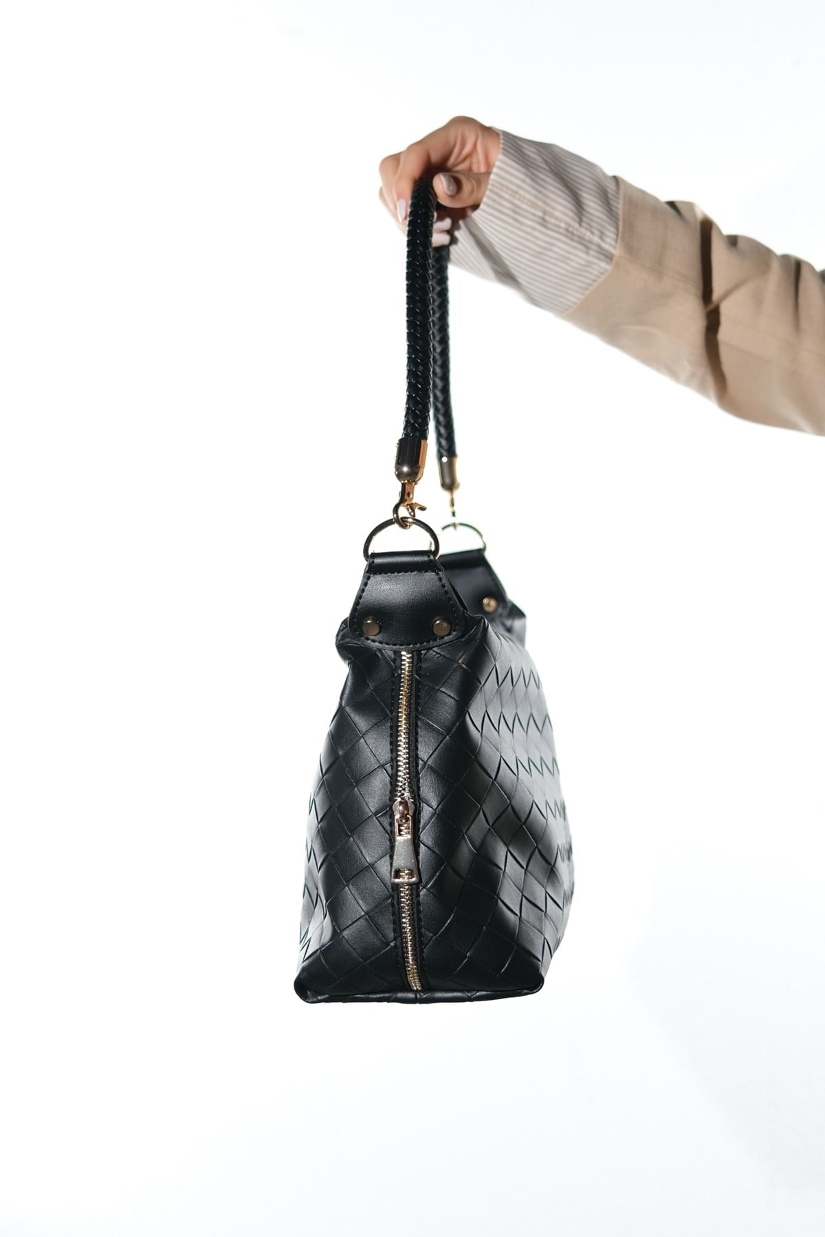 GIANNA - Black Genuine Leather Shoulder Bag (Women)