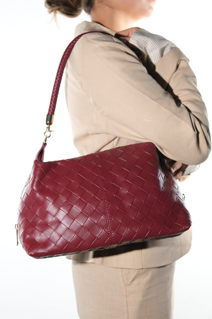 GIANNA - Burgundy Genuine Leather Shoulder Bag (Women)