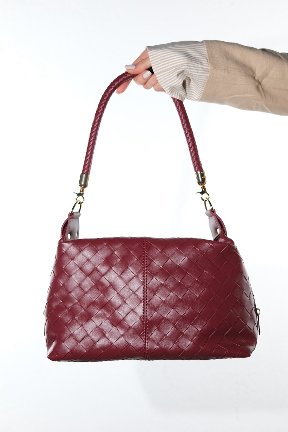 GIANNA - Burgundy Genuine Leather Shoulder Bag (Women)