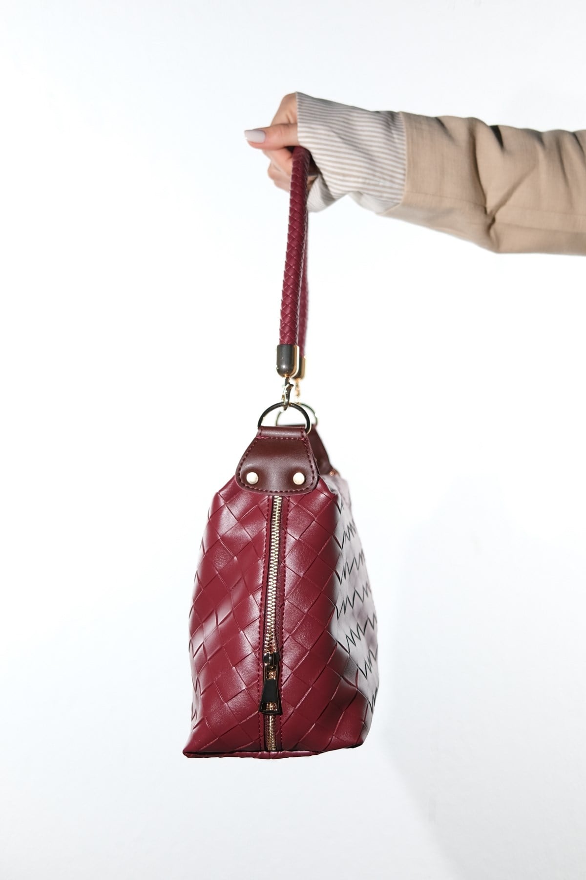 GIANNA - Burgundy Genuine Leather Shoulder Bag (Women)