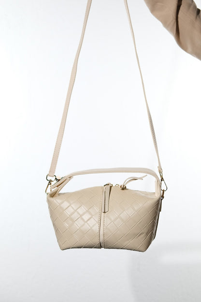 AERIS - Bolso de hombro de cuero genuino beige (Mujer)