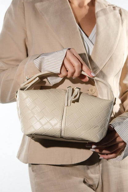 AERIS - Bolso de hombro de cuero genuino beige (Mujer)