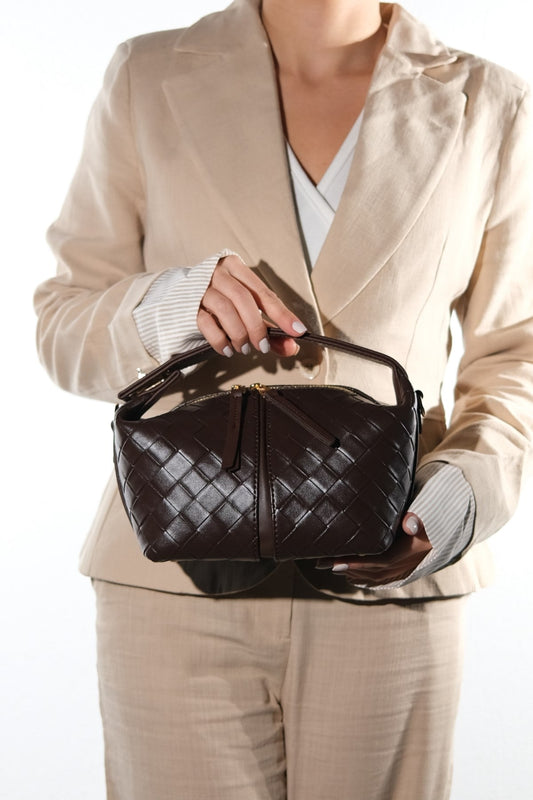 AERIS - Bolso de Hombro de Piel Genuina Color Coñac (Mujer)
